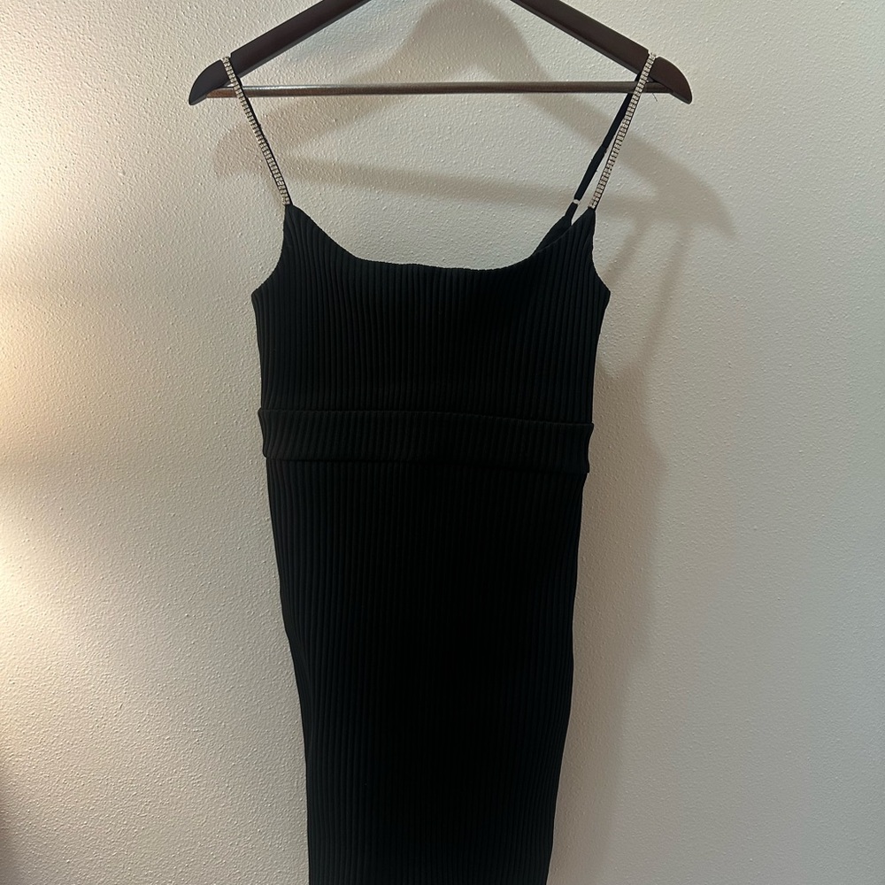 Revolve NBD Black Ribbed Mini Dress